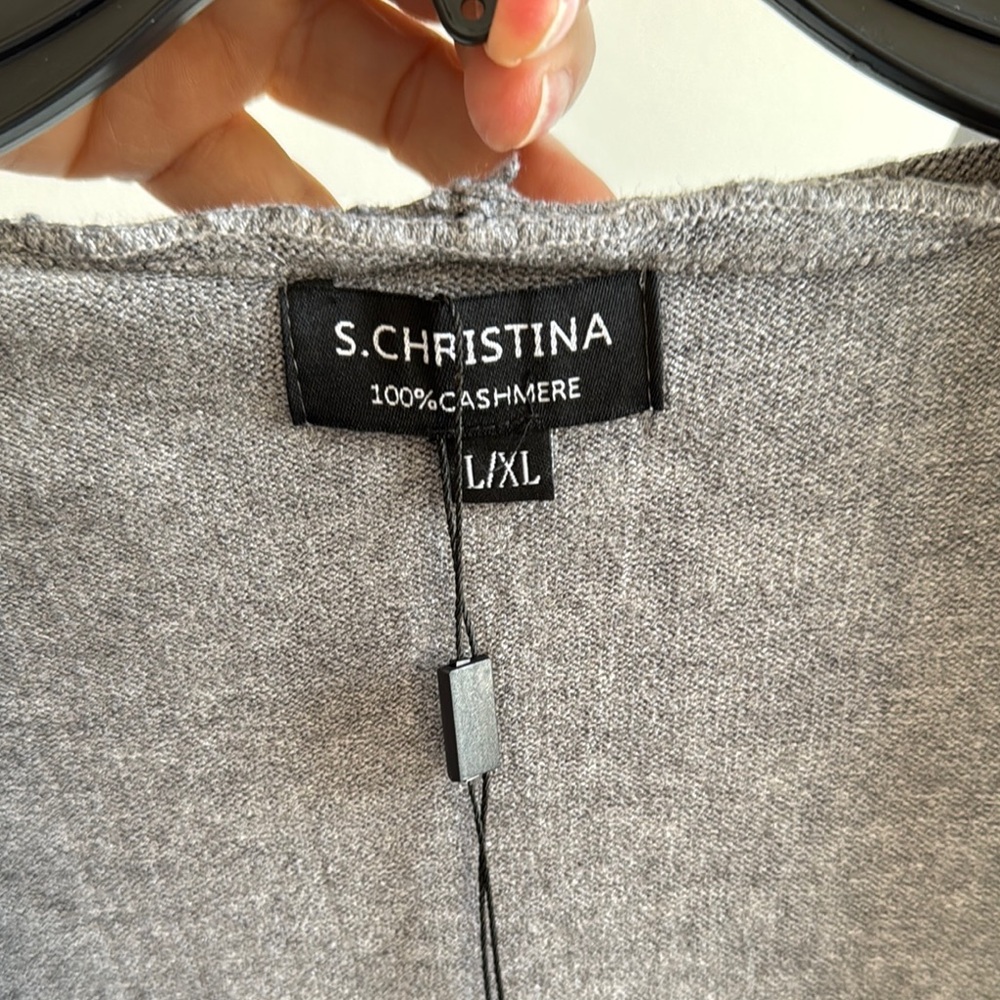 Christina Gray Cardigan Sweater with Long Sleeves and Soft Knit - Picture 2 of 3
